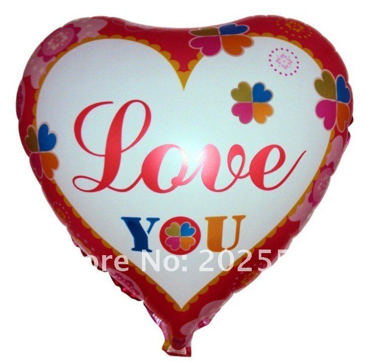 ลูกโป่งฟลอย์รูปหัวใจ พิมพ์ลาย LOVE YOU สีหวาน ไซส์ 18 นิ้ว - Love You Heart Shape Foil Balloon / Item No.TL-E010