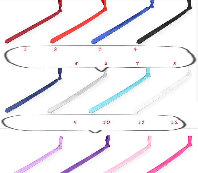 หลายสี เน็คไทแฟชั่นเส้นบาง เล็กพิเศษ 3.5cm สีดำ