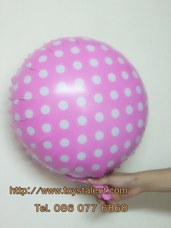 ลูกโป่งฟลอย์ทรงกลม Polk Dot จุดเล็กสี Candy Pink ไซส์ 18 นิ้ว - Round Shape Balloon Small Polka Dot Candy Pink 18" / Item No. TL-G034