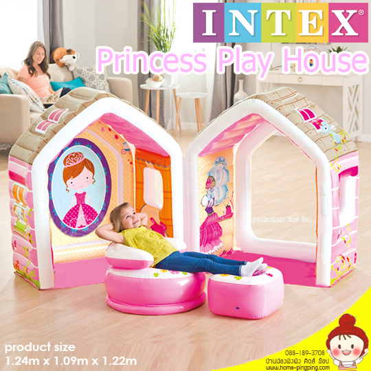 บ้านเจ้าหญิงเป่าลม Intex Princess Play House 48635 พร้อมเก้าอี้เป่าลม (บ้านเปิดได้ 2 ด้าน แยกกลางได้) รุ่นใหม่ล่าสุด ยี่ห้อ INTEX