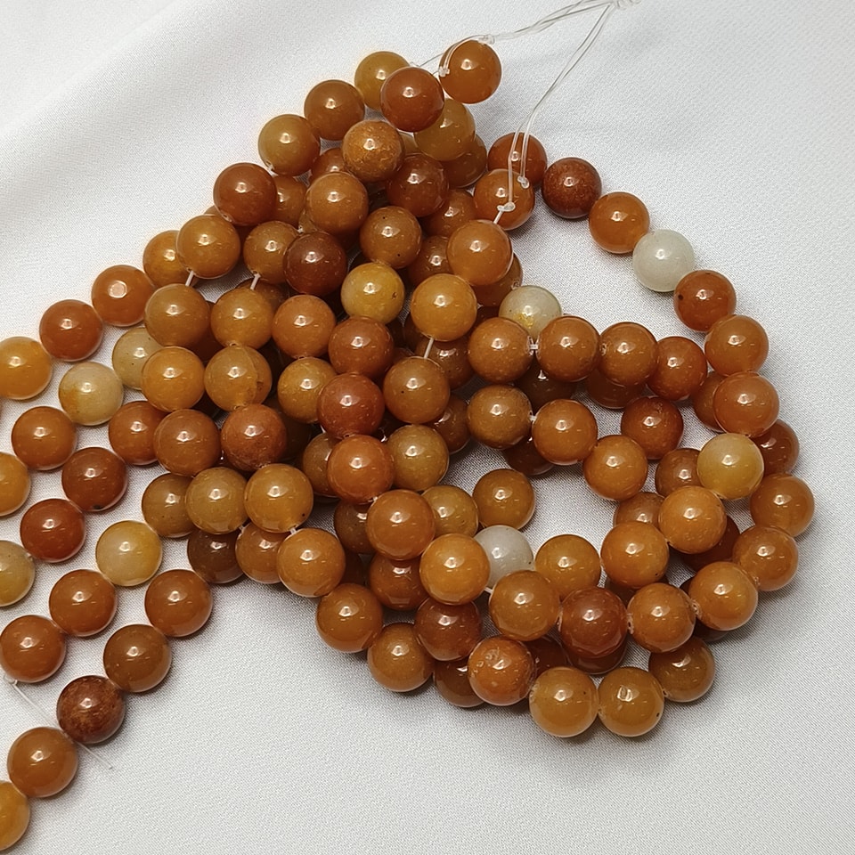 หินหยกน้ำผึ้ง หินเสริมโชคการเงิน เจริญรุ่งเรือง สุขภาพดี มีเงินทอง ยาว 37 ซม. 12 มิล (34 เม็ด)