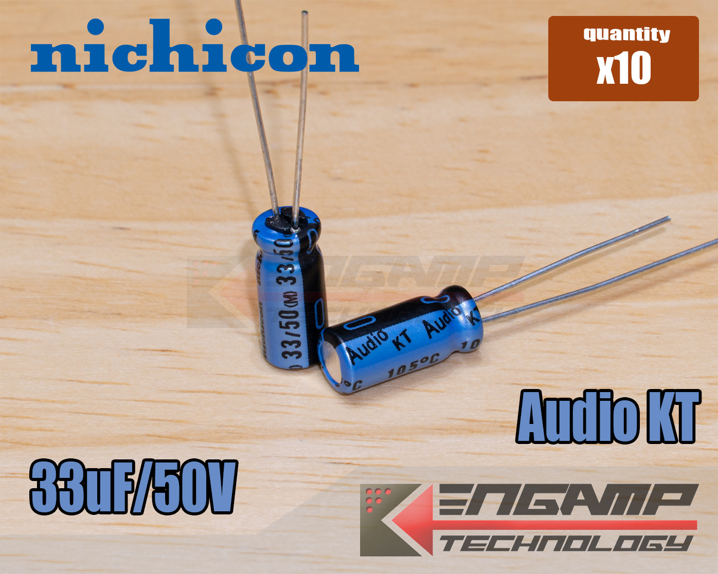 (10ตัว) [E-CAP] 33uF/50V 105ºC Nichicon Audio KT 5x11.5mm P=2mm