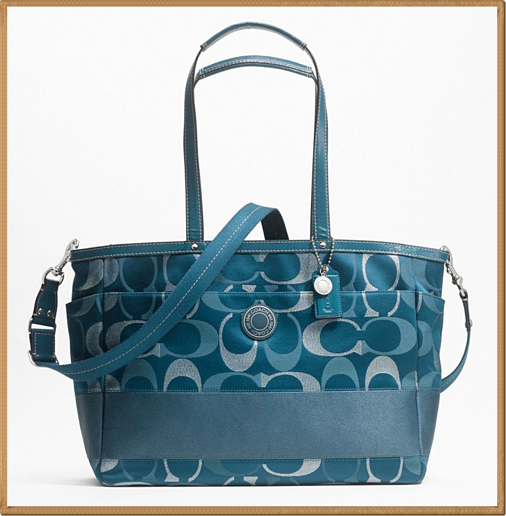 Coach Signature Stripe 3 Color Metallic Multifunction Tote 20425