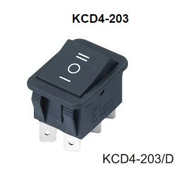 (1ตัว) KCD4-203 ON-OFF-ON(DPDT) กดแล้วค้างไม่เด้งกลับ Zhongxun 25x33.5mm 15A/250Vac