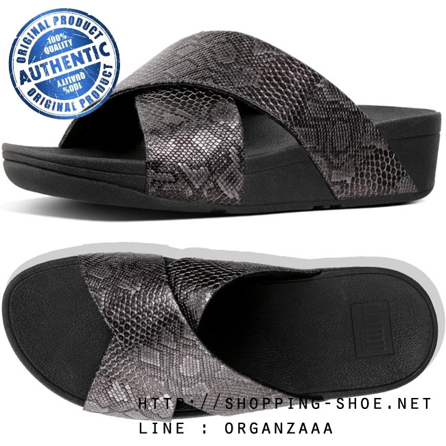 Fitflop Lulu Python Cross Slide Black ของแท้ นำเข้าจาก USA และ UK