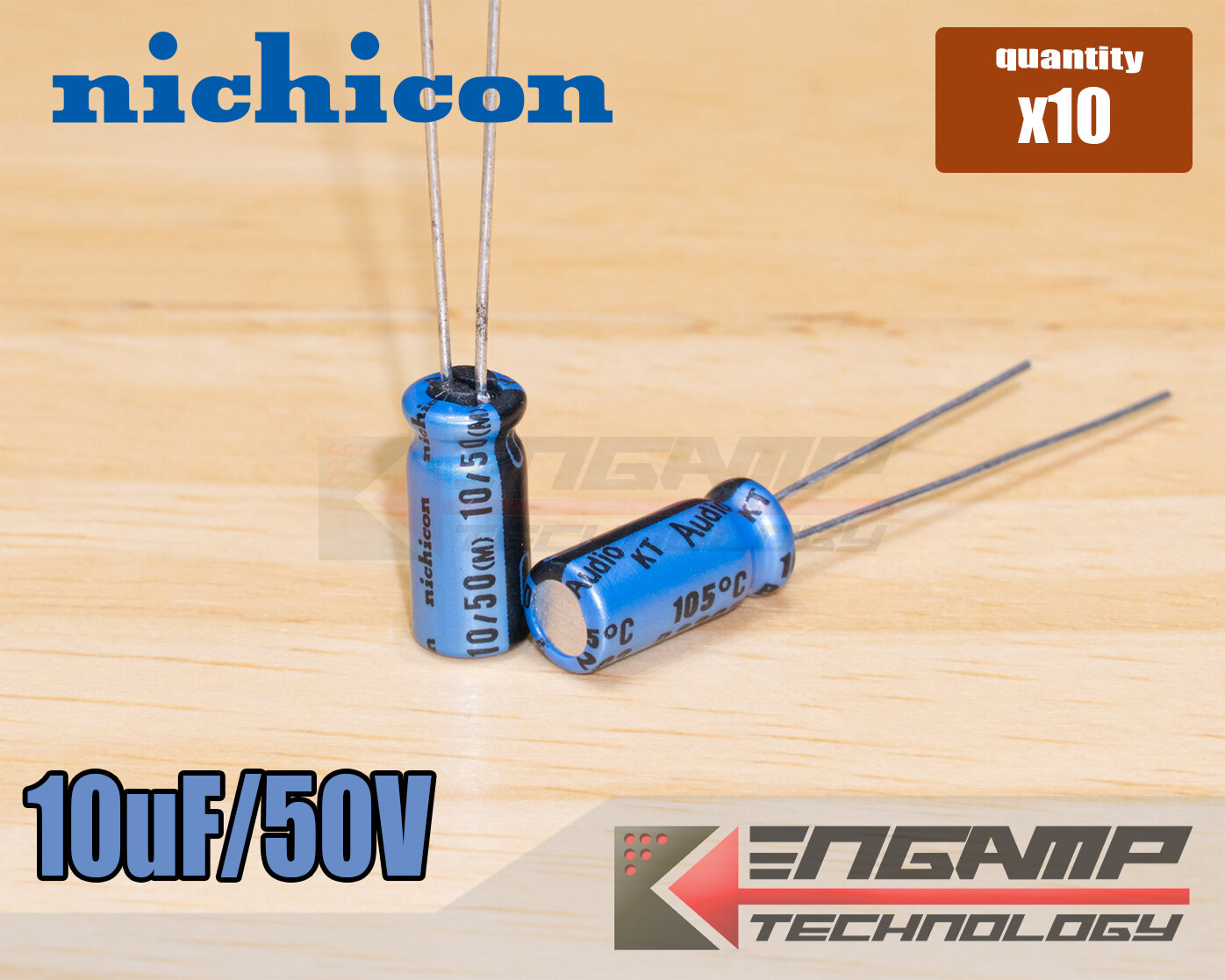 (10ตัว) [E-CAP] 10uF/50V 105ºC Nichicon Audio KT 5x11mm P=1.5mm