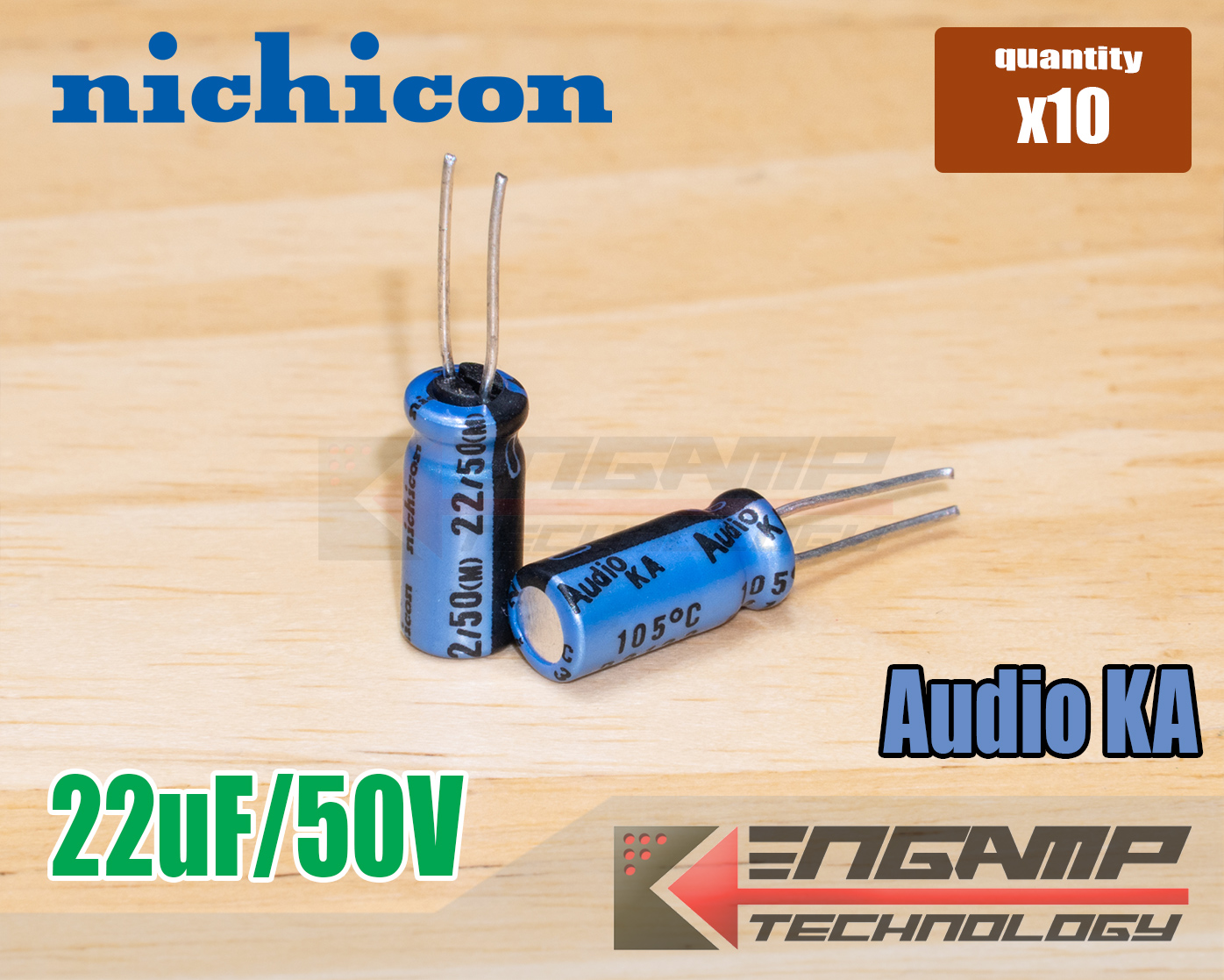 (10ตัว) [E-CAP] 22uF/50V Nichicon Audio KA KT ø5xH11mm P=2.5mm