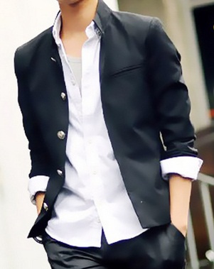 เสื้อสูทตัวเล็ก คอจีน กระดุมปั๊มลาย สไตล์ น.ร.ญี่ปุ่น ชายผ่าข้าง Size No.35 37-39-41 น้ำเงิน ดำ