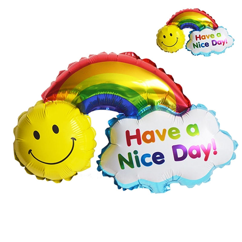 ลูกโป่งฟลอย์ HBD หน้ายิ้มกับสายรุ้ง ไซส์กลาง- Foil Balloon HBD Smiley with Rainbow Shape Medium Size / Item No.TL-D054