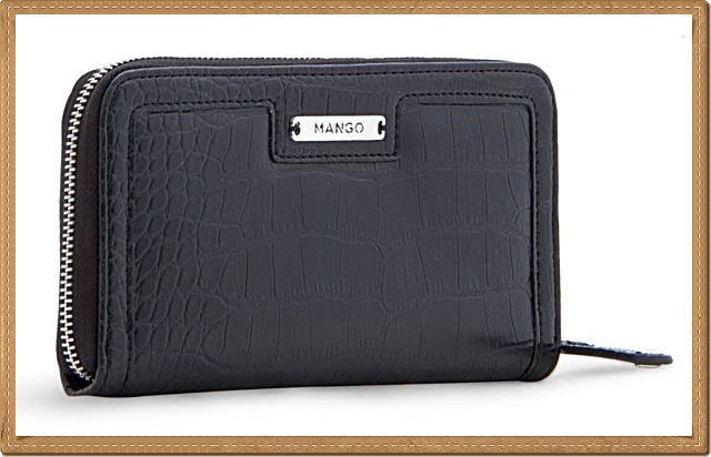 Mango - กระเป๋าสตางค์ใบยาว สีดำ