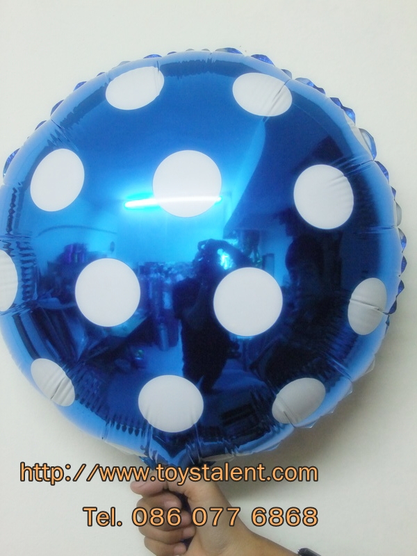 ลูกโป่งฟลอย์ทรงกลม Polk Dot สีฟ้า ไซส์ 18 นิ้ว - Round Shape Balloon Polka Dot Blue Color 18" / Item No. TL-G033