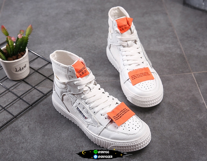 รองเท้าผ้าใบหุ้มข้อสไตล์ HIP HOP สีขาว 44