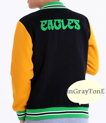 เสื้อแจ็คเก็ตเบสบอล Eagle สีดำเทา ดำเหลือง No.38 40