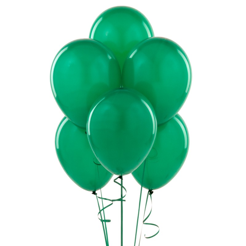 ลูกโป่งกลม เนื้อเมททัลลิก สีเขียวเข้ม ไซส์ 10 นิ้ว แพ็คละ 10 ใบ (Round Balloon Size 10" - Metallic Dark Green Latex Balloons)