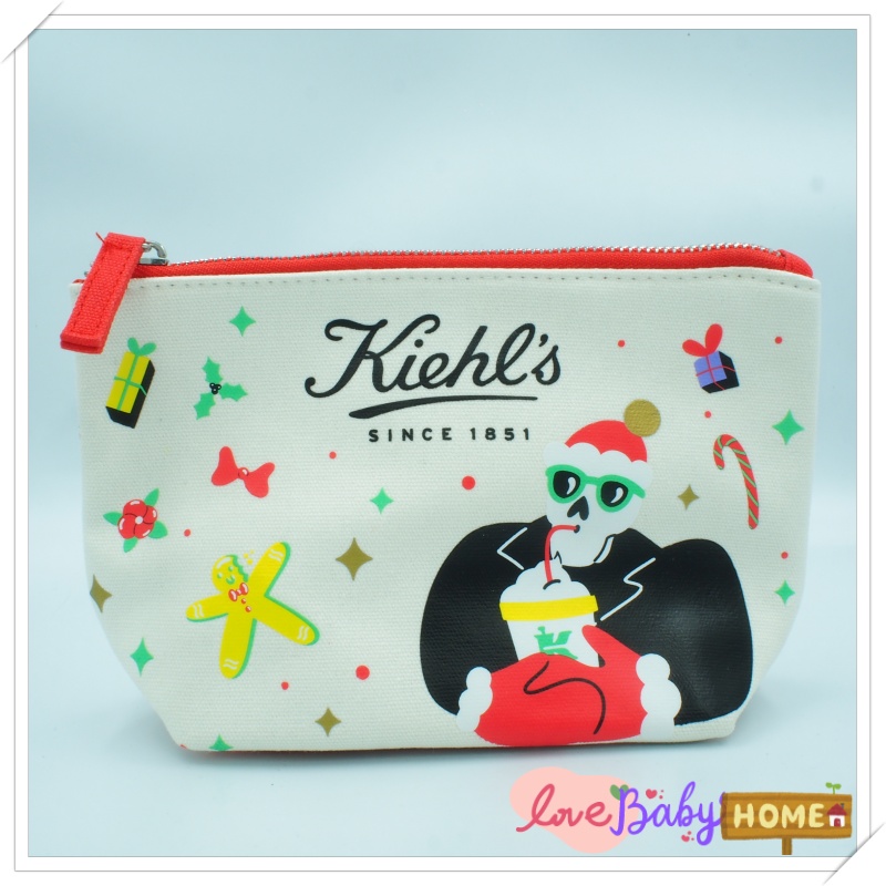 กระเป๋า ใส่เครื่องสำอาง kiehl ลายซานต้า