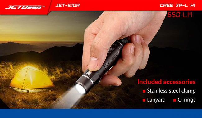 ไฟฉายแรงสูงขนาดเล็ก Jetbeam E10R ชาร์จ USB