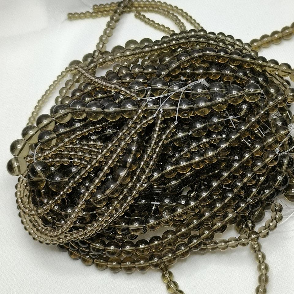 หินสโมกกี้ควอทซ์ หินจอมเวทย์ บรรลุเป้าหมาย ความสำเร็จ ลดเครียด ยาว 37 ซม. 6 มิล (63 เม็ด)