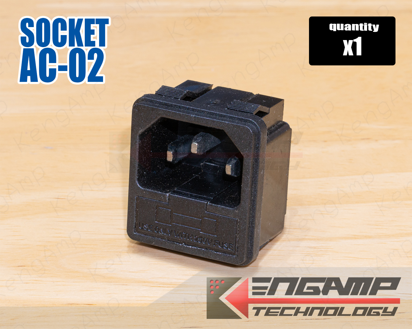(1ตัว) [PJ] Socket AC-02 พร้อมฟิวส์ 10A/250V