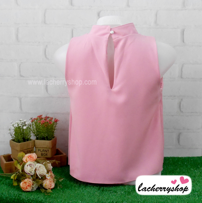 เสื้อแฟชั่น เสื้อทำงาน ผ้าฮานาโกะ แบบสวย สีโอรส คอจีน แขนกุด ใส่ได้หลายโอกาส เนื้อผ้า อยู่ทรง ไม่ยับง่าย ใส่สบาย สินค้าคุณภาพ ราคาไม่แพง