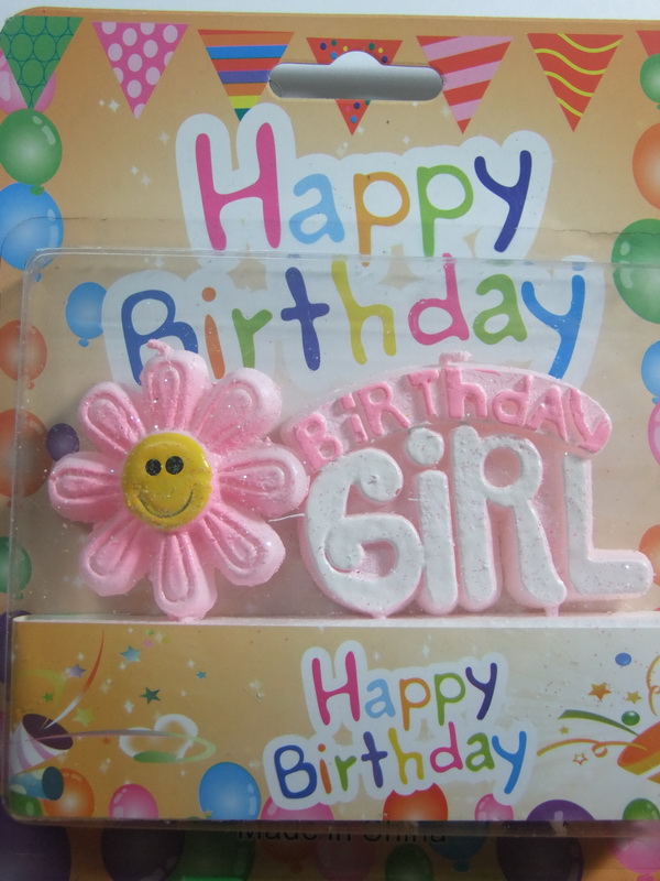 เทียนวันเกิด Birthday Girl สีชมพูมีดอกไม้ / Item No. TL-N003