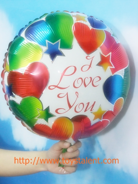 ลูกโป่งฟลอย์ทรงกลม พิมพ์ลาย I LOVE YOU ไซส์ 18 นิ้ว - LOVE Round Shape Foil Balloon / Item No.TL-E047