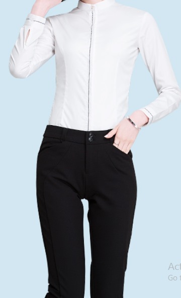 เล็กใหญ่พิเศษ!!เสื้อเชิ้ตแขนยาวผู้หญิง คอจีน เข้ารูป ซ่อนกระดุม แต่งสาป size No.XS-4XL สีขาว น้ำเงิน