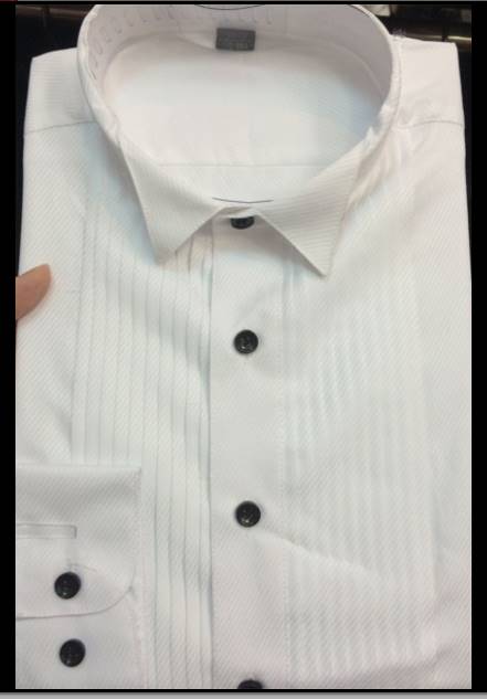 เสื้อเชิ้ตแขนยาวทักซิโด สีขาว กระดุมดำ size No.37- 45
