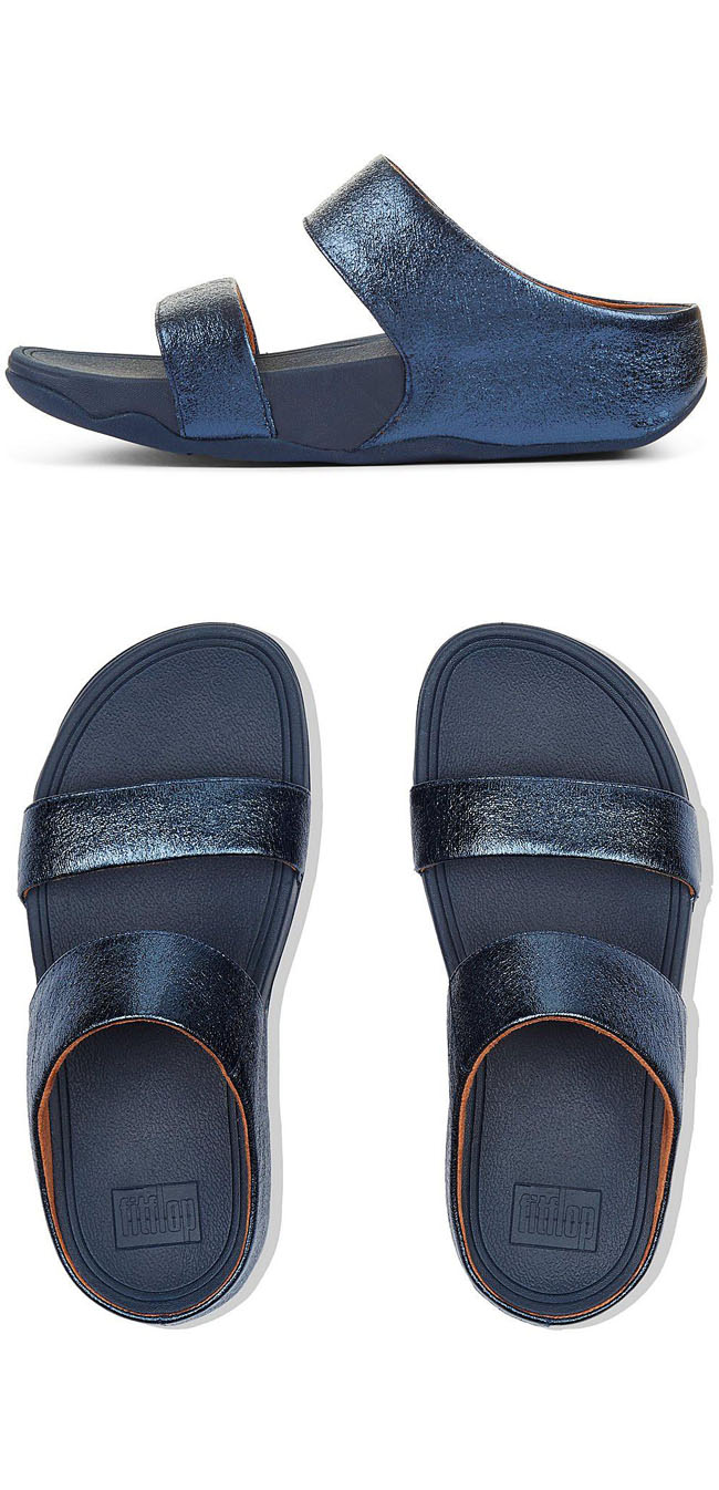 Fitflop Lulu Glitzy Slide Midnight Navy ของแท้ นำเข้าจาก USA และ UK