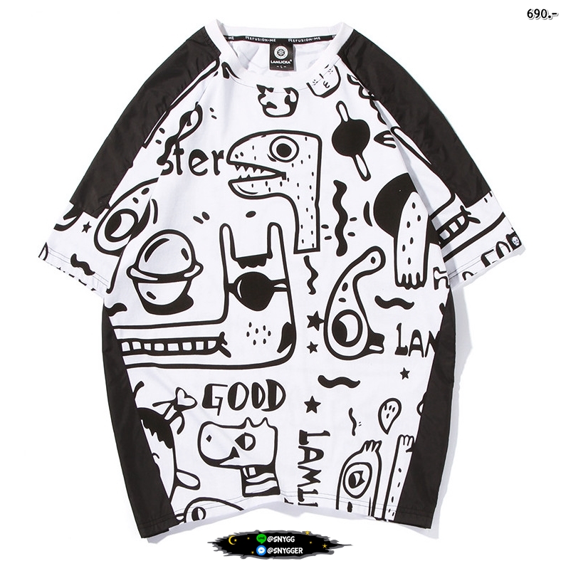 เสื้อยืด LAMLICKA สกรีนลาย สีขาว 2XL