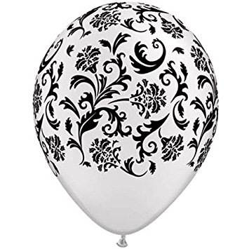 ลูกโป่งกลมพิมพ์ลาย Damask Print Balloons (Black & White) แพ็คละ 10 ใบ(Round Balloons 12"- Printing Damask Print Balloons (Black & White)