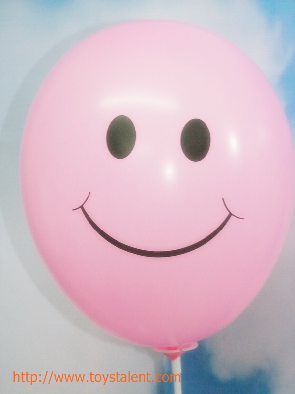 ลูกโป่งกลมพิมพ์ลายหน้ายิ้ม ไซส์ 12 นิ้ว แพ็คละ 10 ใบ คละสี (Round Balloons 12" - Printing Smiley latex balloons Mixed color)