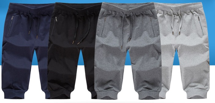 กางเกงขาจั๊มผ้าฝ้ายขาสั้น สีล้วน เอวจั๊ม รูด กระเป๋าซิบ ออกกำลังกาย ฟิตเนส แฟชั่น หลากสี เทาอ่อน ดำ เทา น้ำเงิน size 28-36