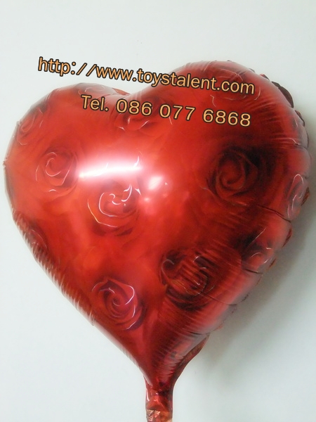 ลูกโป่งฟลอย์รูปหัวใจ พิมพ์ลายดอกกุหลาบ ไซส์ 18 นิ้ว - Heart Shape Printing Rose Foil Balloon / Item No. TL-E035