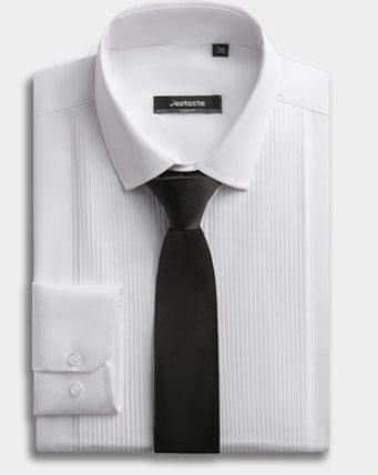 เสื้อเชิ้ตแขนยาว คอปกเล็ก จีบแบบทักซิโด้ กระดุมขาว Size No. 35 37 38 39 40 41 42 43 44 45 47 (ขาว)