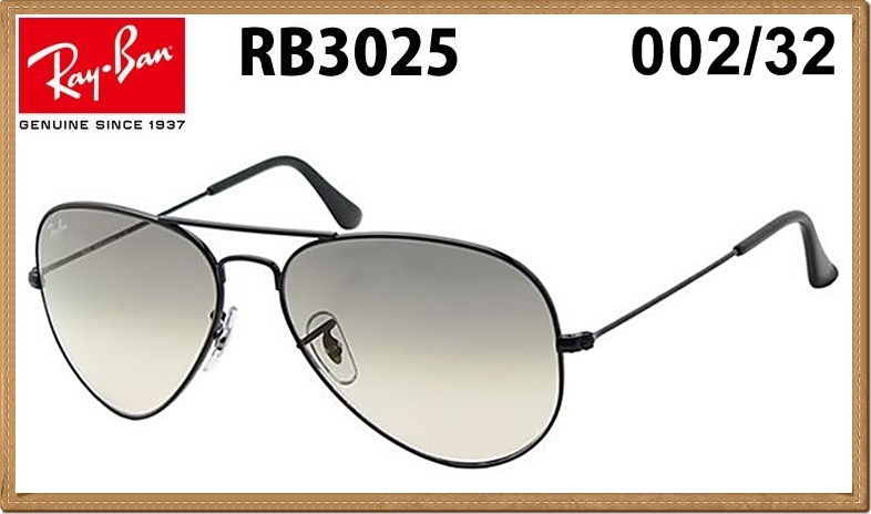 RB3025 (002/32) กรอบสีดำ เลนส์ไล่สีเทาดำ