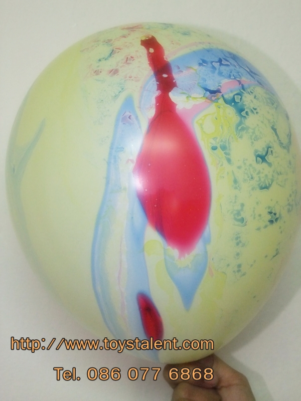 ลูกโป่งกลมพิมพ์ลาย สีรุ้ง ไซส์ 12 นิ้ว แพ็คละ 5 ใบ (Round Balloons 12" - Rainbow Printing latex balloons)