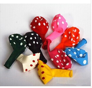 ลูกโป่งกลมพิมพ์ลายจุด Polka Dot ไซส์ 12 นิ้ว คละสี แพ็คละ 100 ใบ (Round Balloons 12" - Polka Dot Printing latex balloons)