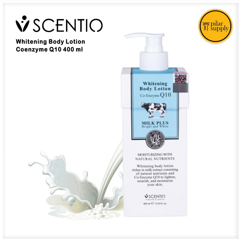 โลชั่นน้ำนมคิวเทน เซนทิโอ มิลค์พลัส ไวท์เทนนิ่ง คิวเทน บอดี้ โลชั่น 400 มล. SCENTIO MILK PLUS WHITENING Q10 BODY LOTION