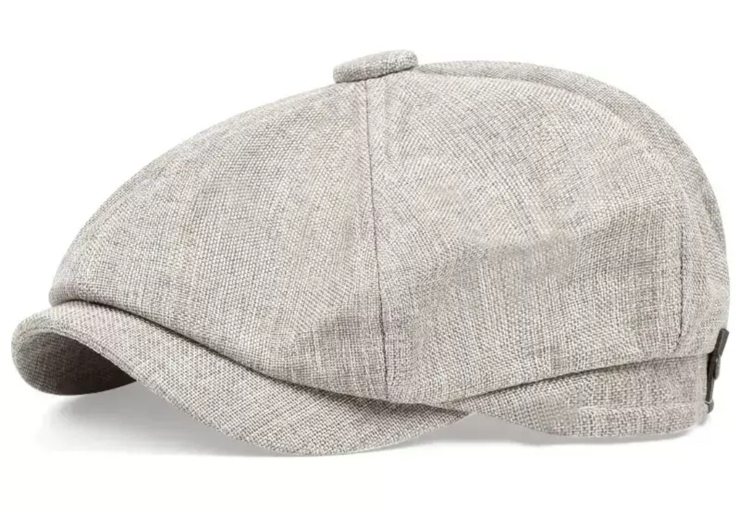 หมวกวินเทจ อังกฤษ หมวกแก๊ป ฝ้ายคอตตอน ลินิน ลายเล็ก (ดำ เทา น้ำตาล ครีม เทาอ่อน ) ฟรีไซส์ 56-58ซม