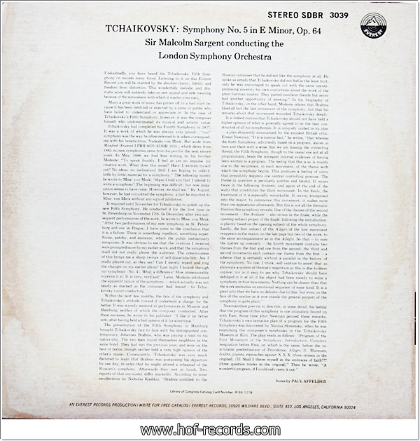Tchaikovsky - Symphony No.5 In E Minor, Opus 64 (USA) 1Lp VG++