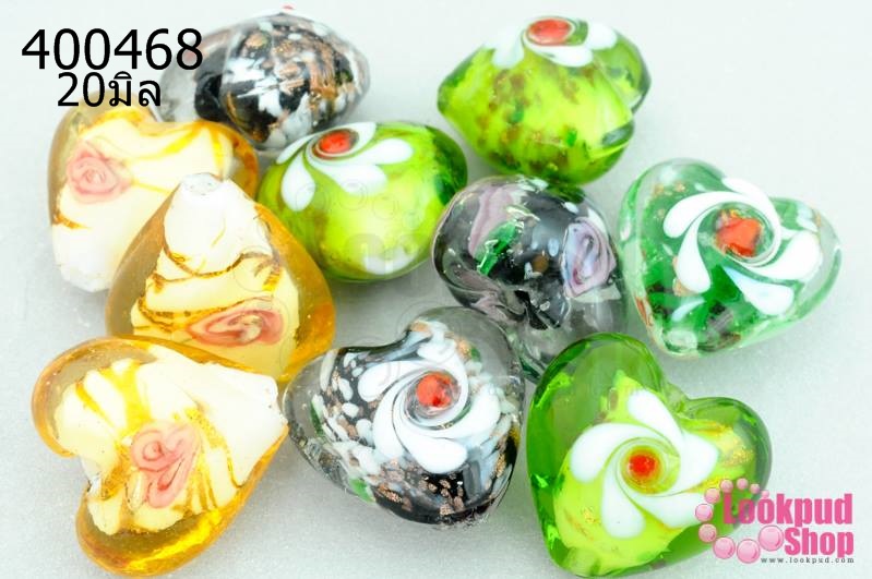 ลูกปัดแก้วหินอินเดีย คละสี 20มิล(10ชิ้น)