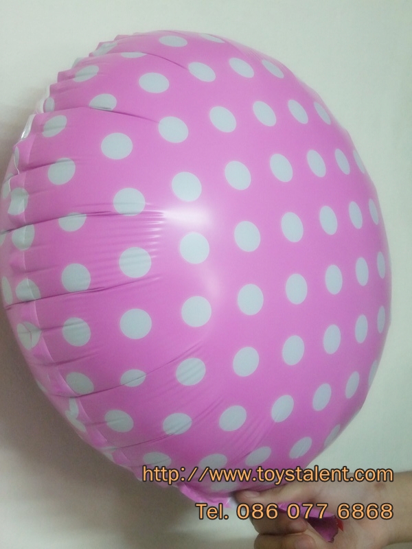 ลูกโป่งฟลอย์ทรงกลม Polk Dot จุดเล็กสี Candy Pink ไซส์ 18 นิ้ว - Round Shape Balloon Small Polka Dot Candy Pink 18" / Item No. TL-G034