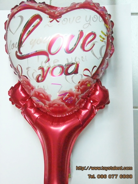 บอลลูนเป่าลม ทรงหัวใจ พิมพ์ลาย LOVE YOU หัวใจสีแดง / Item No. TL-M012
