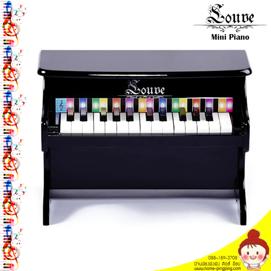เปียโนเด็ก – LOUVE Mini Piano เปียโนทำจากไม้ MDF อย่างดี แข็งแรง ทนทานออกแบบสำหรับเด็กโดยเฉพาะ สร้างความสนุกสนาน ปลูกฝังความรักในเสียงดนตรี พร้อมกระตุ้นพัฒนาการเด็ก ฝึกการใช้ประสาทสัมผัสทั้ง 3 ได้แก่การสัมผัส การได้ยิน การมองเห็น ให้สัมพันธ์กัน ผ่านการเล่นตามโน้ตเพลงในกล่อง เสียงน่ารักๆ กังวานเหมือนระฆัง กระตุ้นความสนใจ ออกแบบจำลองจากเปียโนจริง เหมาะสำหรับเป็นของขวัญชิ้นแรก ไม่จำเป็นต้องอ่านโน้ตได้ หรือมีพื้นฐานทางด้านดนตรี ก็สามารถเล่นตามแถบสีและโน้ตได้อย่างง่ายดาย
