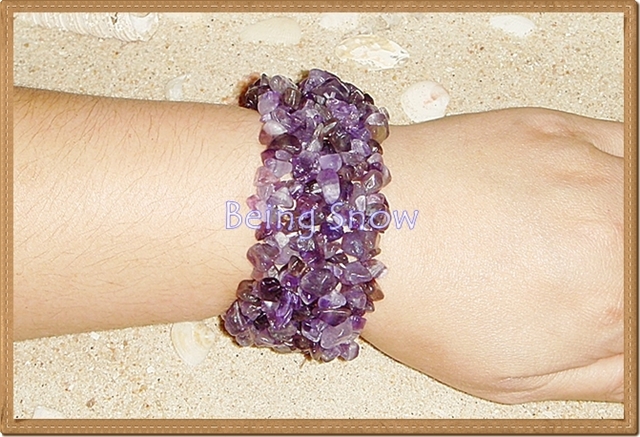 สร้อยข้อมือยางยืด - หินอเมทิสต์