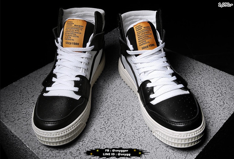 รองเท้าผ้าใบหุ้มข้อสไตล์ HIP HOP สีดำ