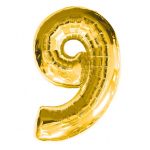 ลูกโป่งฟอยล์รูปตัวเลข 9 สีทอง ไซส์จัมโบ้ 40 นิ้ว - Number 9 Shape Foil Balloon Size 40" Gold Color