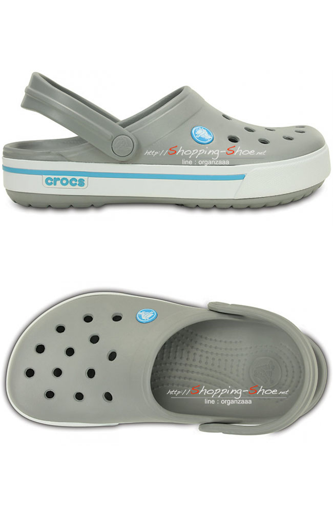 Crocband II.5 Clog - Light Grey / Electric Blue ของแท้ Outlet ไทยและอเมริกา