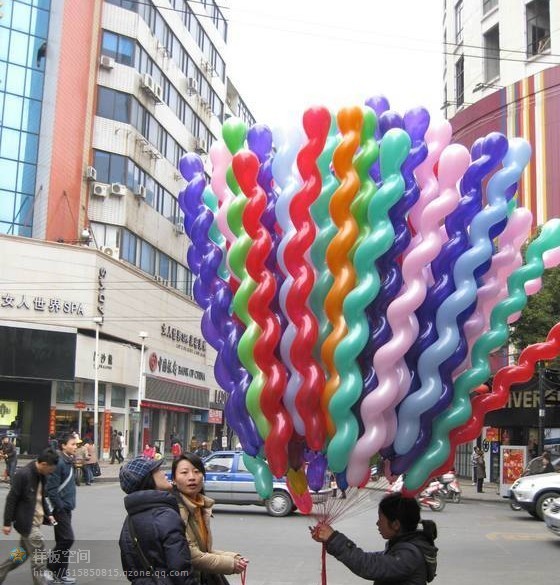 ลูกโป่งเกลียว Sprial Balloon คละสี แพ็คละ 10 ชิ้น