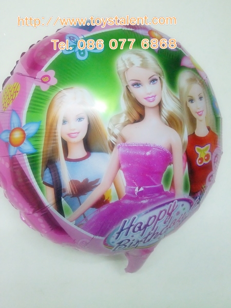 ลูกโป่งฟลอย์ Happy Birthday สีลายการ์ตูน Barbie - Foil Balloon Happy Birthday Barbie / Item No. TL-D040